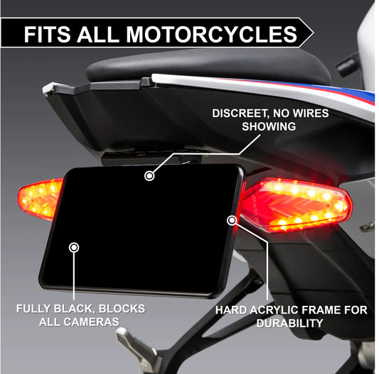 Blackout Plate Cover - EU Standard Motorcycle (22.8x17.8cm)